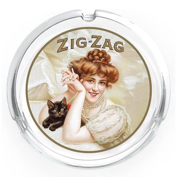 Zig-Zag Glass Ashtray • Vintage Lady Design • Smoking Accessory Collectible - Picture 1 of 1